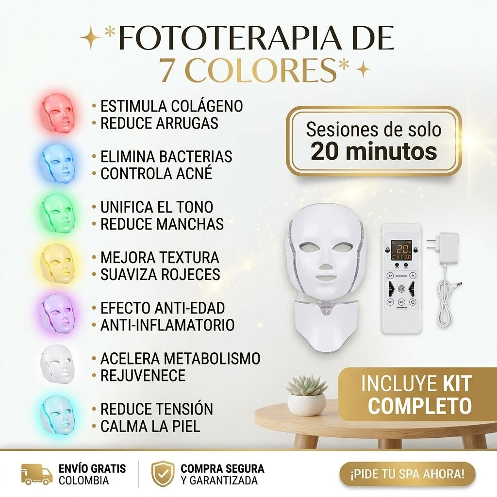 MASCARA LED 7 COLORES - FOTOTERAPIA